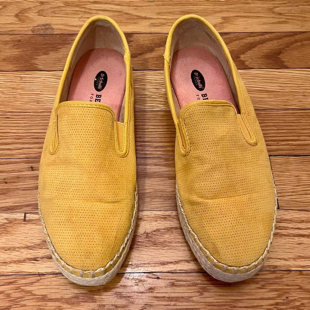 Dr. Scholl's Far Out Yellow Perforated Espadrille Slip-On Shoes Size 6.5M